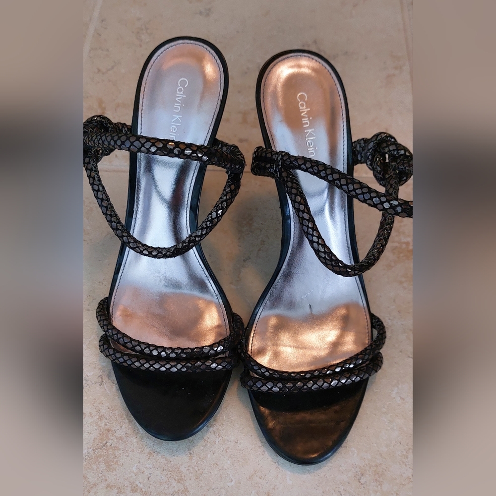 Calvin Klein Strappy Snake Print Sandals